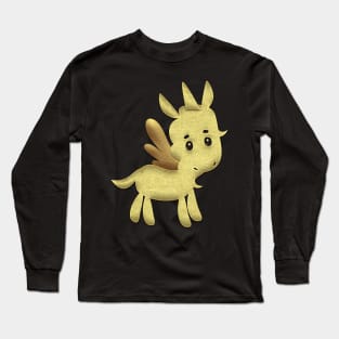 Gold Cute Unicorn Wings Long Sleeve T-Shirt